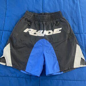 Rhude Logo Track Shorts – Black/Blue